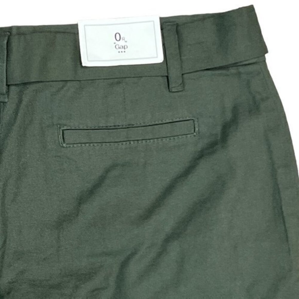 NEW Gap Womens Size 0R Wide Leg Belted Capri Pants Olive Green‎ 100% Cotton - Picture 7 of 10